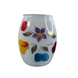 1950’s Bartlett Collin’s White Frosted Glass Cookie Jar FLAWED CRACKED NO LID